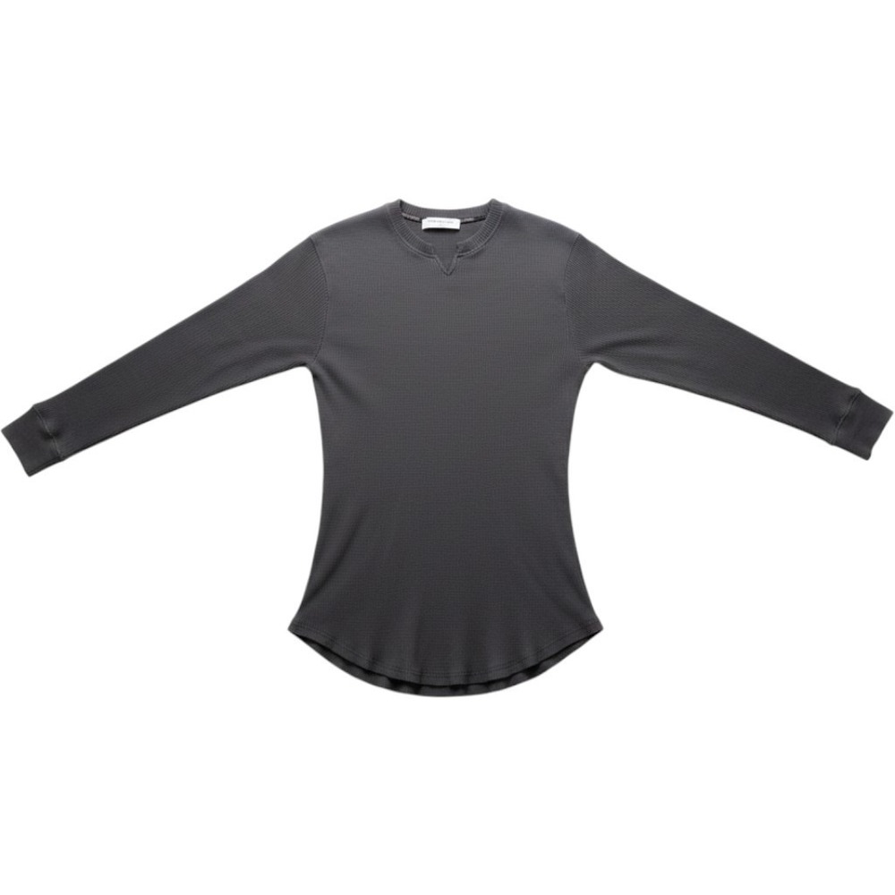 AHA Selected Shirt Womens M Gray Long Sleeve Ribbed Knit Gym Revive Athletic Top
